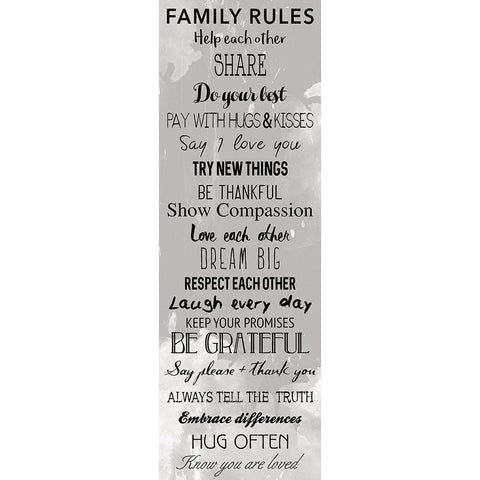 Family Rules Black Gold Ornate Wood Framed Art Print with Double Matting by Grey, Jace