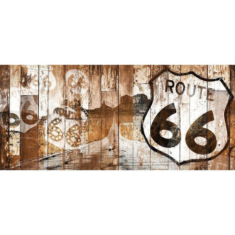 Golden Route 66 Black Modern Wood Framed Art Print with Double Matting by Grey, Jace