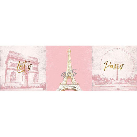 Lets Go TO Paris Gold Ornate Wood Framed Art Print with Double Matting by Grey, Jace