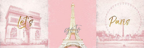 Lets Go TO Paris White Modern Wood Framed Art Print with Double Matting by Grey, Jace