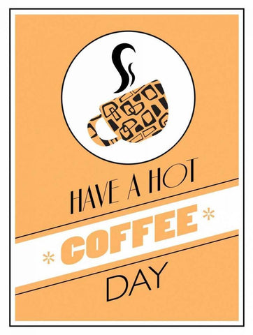 Peach Coffee Day Black Ornate Wood Framed Art Print with Double Matting by Grey, Jace