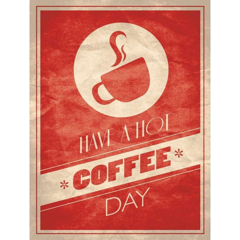 Red Coffee Day White Modern Wood Framed Art Print by Grey, Jace