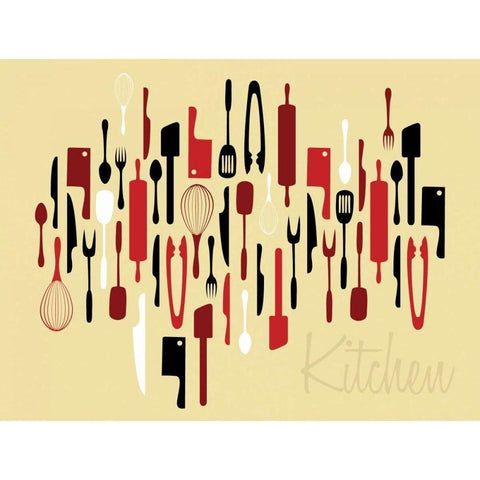 Kitchen Utensils II White Modern Wood Framed Art Print by Grey, Jace