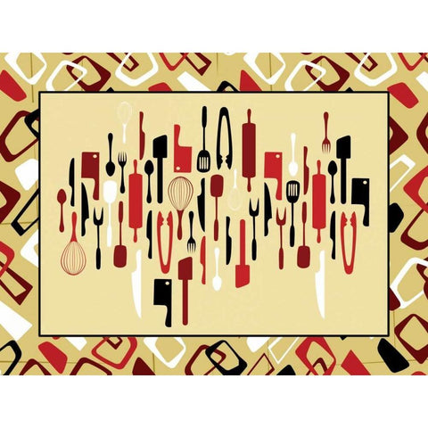 Kitchen Utensils III White Modern Wood Framed Art Print by Grey, Jace