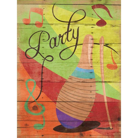 Party II Black Modern Wood Framed Art Print with Double Matting by Grey, Jace