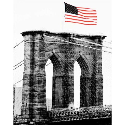 Brooklyn Bridge I White Modern Wood Framed Art Print by Grey, Jace