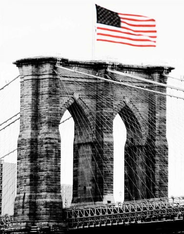 Brooklyn Bridge I White Modern Wood Framed Art Print with Double Matting by Grey, Jace