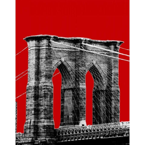 Brooklyn Bridge II Black Modern Wood Framed Art Print with Double Matting by Grey, Jace