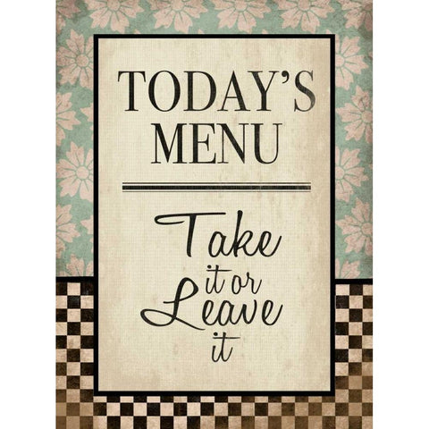 Kitchen Todays Menu Black Modern Wood Framed Art Print with Double Matting by Grey, Jace