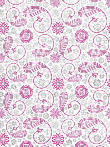 Paisley Pink and Grey White Modern Wood Framed Art Print with Double Matting by Grey, Jace