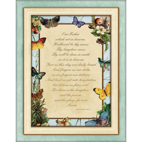 Religious Butterflies Gold Ornate Wood Framed Art Print with Double Matting by Grey, Jace