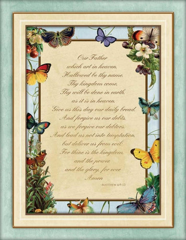 Religious Butterflies Black Ornate Wood Framed Art Print with Double Matting by Grey, Jace