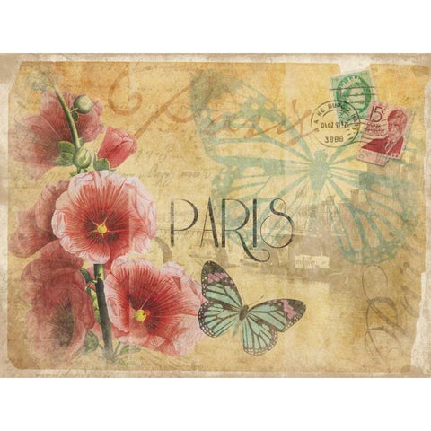 Paris Postcard 1 White Modern Wood Framed Art Print by Grey, Jace