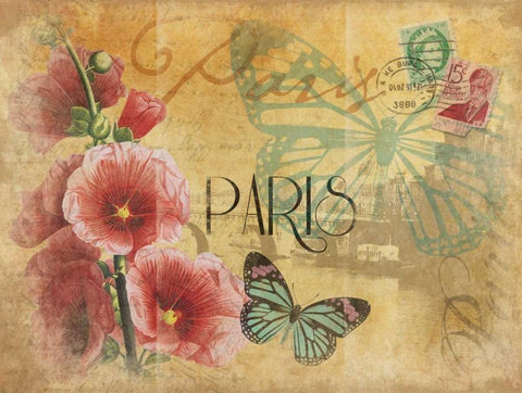 Paris Postcard 2 White Modern Wood Framed Art Print with Double Matting by Grey, Jace