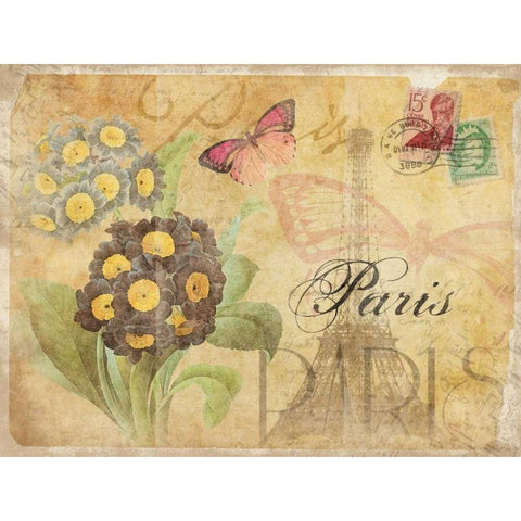 Paris Postcard 5 Gold Ornate Wood Framed Art Print with Double Matting by Grey, Jace