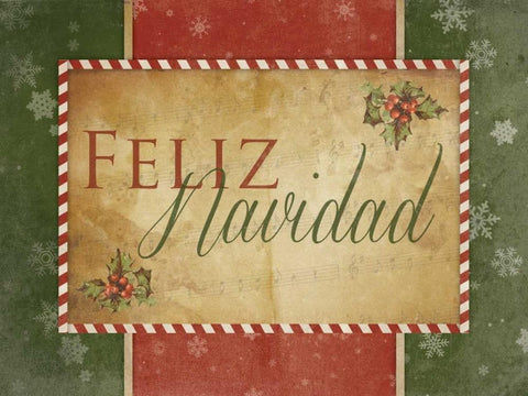 Feliz Navidad Black Ornate Wood Framed Art Print with Double Matting by Grey, Jace