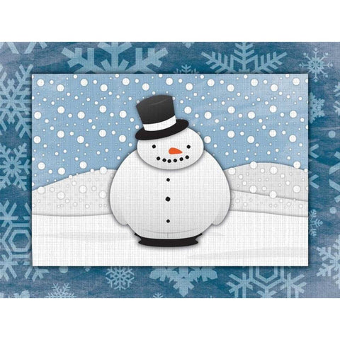 Snowman Black Modern Wood Framed Art Print with Double Matting by Grey, Jace