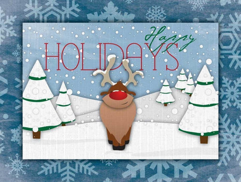 Happy Holidays White Modern Wood Framed Art Print with Double Matting by Grey, Jace