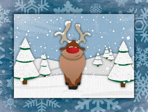 Reindeer White Modern Wood Framed Art Print with Double Matting by Grey, Jace