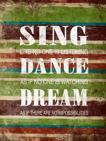 Sing Dance Dream White Modern Wood Framed Art Print with Double Matting by Grey, Jace
