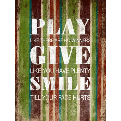 Play Give Smile Black Modern Wood Framed Art Print with Double Matting by Grey, Jace