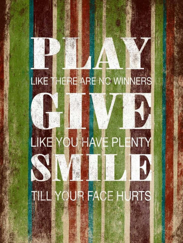 Play Give Smile White Modern Wood Framed Art Print with Double Matting by Grey, Jace