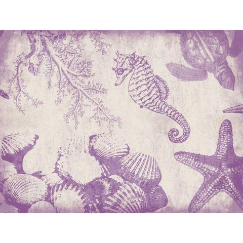 Sea Life in Plum 1 Gold Ornate Wood Framed Art Print with Double Matting by Grey, Jace