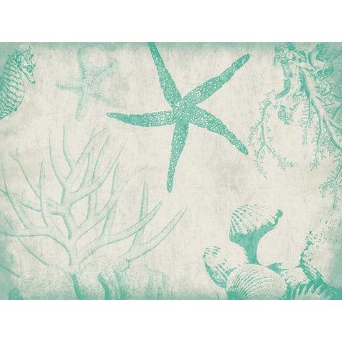 Sea Life in Teal 2 White Modern Wood Framed Art Print by Grey, Jace