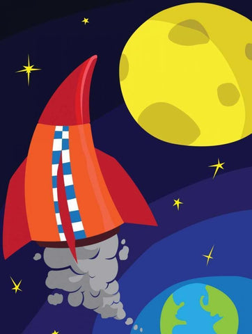 Rocket A White Modern Wood Framed Art Print with Double Matting by Grey, Jace