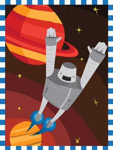 Robots Black Ornate Wood Framed Art Print with Double Matting by Grey, Jace