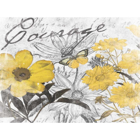 Courage Floral D White Modern Wood Framed Art Print by Grey, Jace