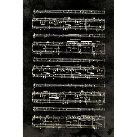 Music Sheet Black Black Modern Wood Framed Art Print with Double Matting by Grey, Jace