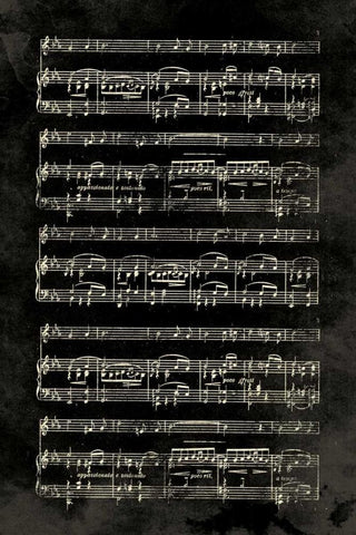 Music Sheet Black Black Ornate Wood Framed Art Print with Double Matting by Grey, Jace