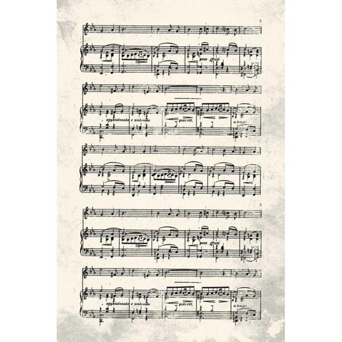 Music Sheet Cream Black Modern Wood Framed Art Print with Double Matting by Grey, Jace