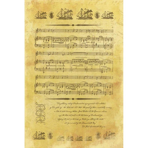 Music Sheet Gold Ornate Wood Framed Art Print with Double Matting by Grey, Jace