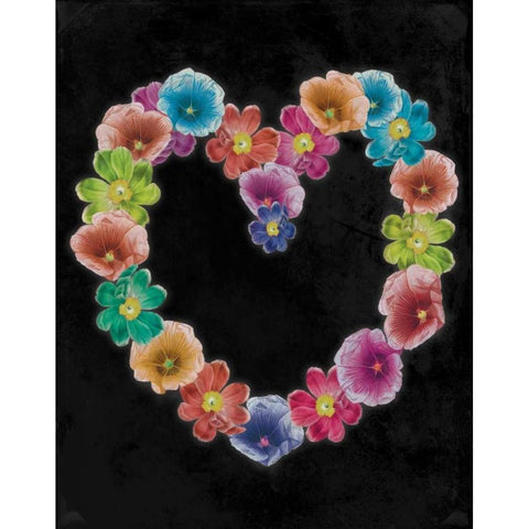 Floral Heart 2 Black Modern Wood Framed Art Print with Double Matting by Grey, Jace