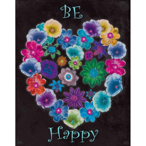 Be Happy Gold Ornate Wood Framed Art Print with Double Matting by Grey, Jace