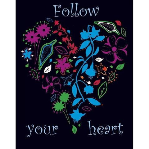 Follow Your Heart Black Modern Wood Framed Art Print with Double Matting by Grey, Jace