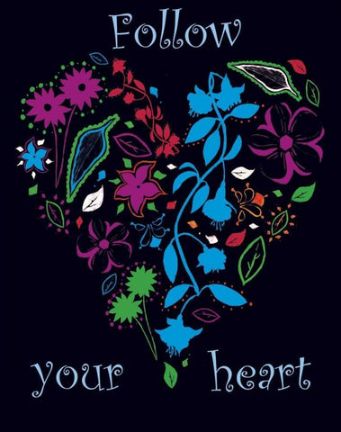 Follow Your Heart Black Ornate Wood Framed Art Print with Double Matting by Grey, Jace