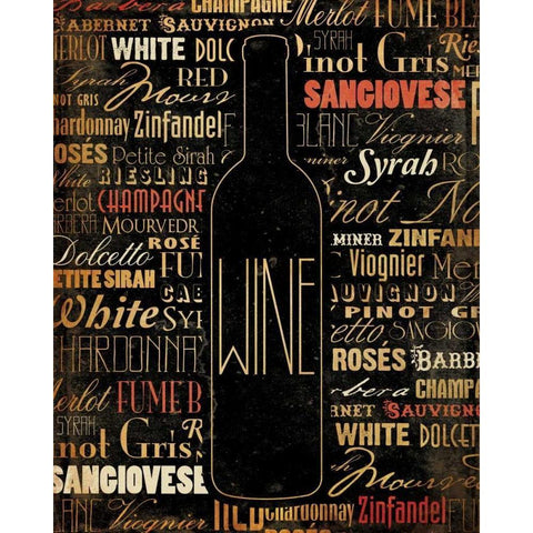 WINE 1 Black Modern Wood Framed Art Print by Grey, Jace