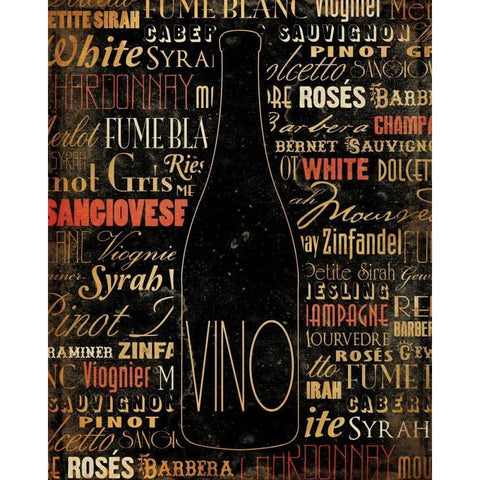 VINO Black Modern Wood Framed Art Print with Double Matting by Grey, Jace