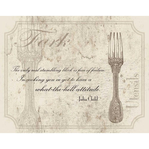 Fork Quote White Modern Wood Framed Art Print by Grey, Jace