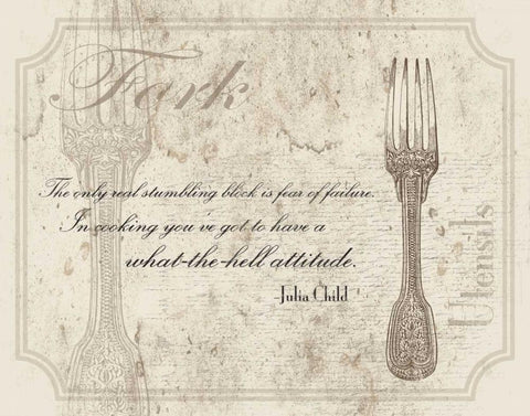 Fork Quote Black Ornate Wood Framed Art Print with Double Matting by Grey, Jace