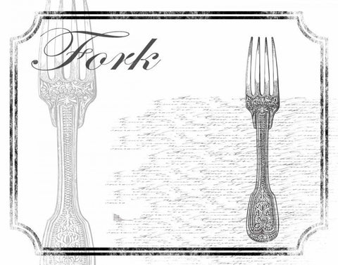 Simple Fork Black Ornate Wood Framed Art Print with Double Matting by Grey, Jace