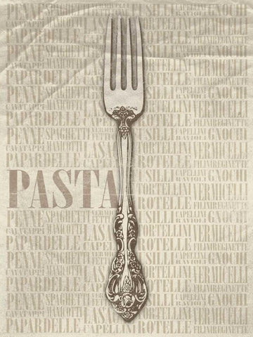 PASTA Type White Modern Wood Framed Art Print with Double Matting by Grey, Jace