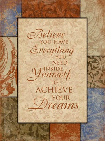Achieve Your Dreams Black Ornate Wood Framed Art Print with Double Matting by Grey, Jace