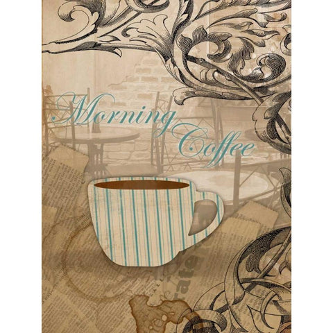 Morning Coffee Gold Ornate Wood Framed Art Print with Double Matting by Grey, Jace