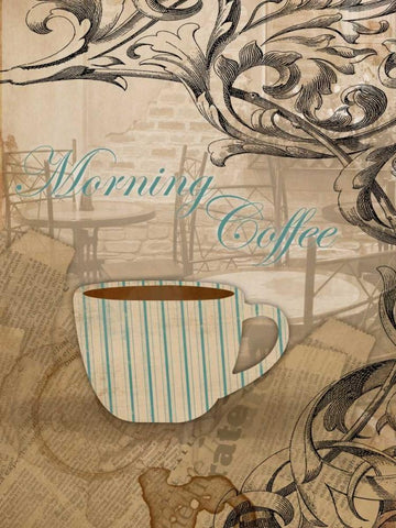 Morning Coffee White Modern Wood Framed Art Print with Double Matting by Grey, Jace