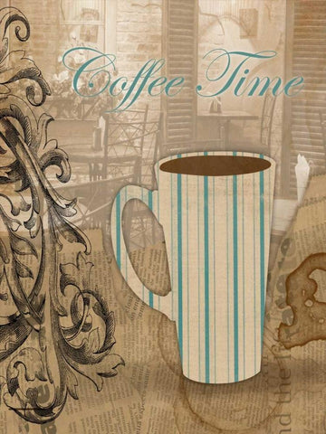 Coffee Time White Modern Wood Framed Art Print with Double Matting by Grey, Jace