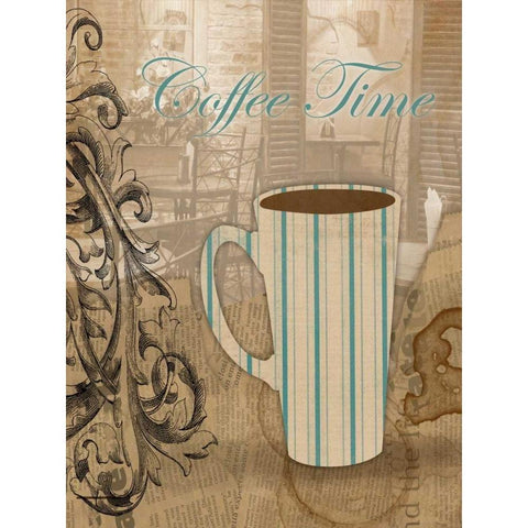 Coffee Time Black Modern Wood Framed Art Print with Double Matting by Grey, Jace